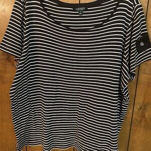 Ralph Lauren Black and White Striped Short Sleeve Tee